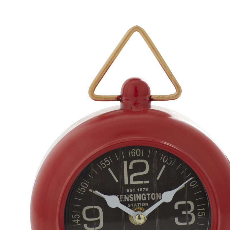 Horloge de table analogique en métal mécanique, Rouge