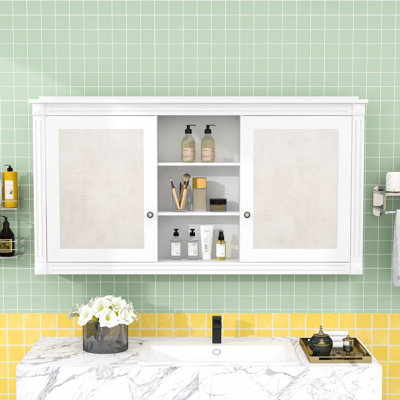 Armoire à miroir 2-en-1 avec tablettes réglables et porte à fermeture douce