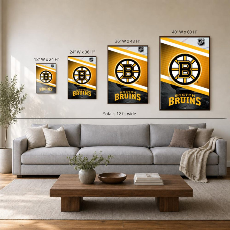 Décoration murale des Bruins de Boston (LNH), H 36 po x l 24 po, Cadre plat flottant, Brun