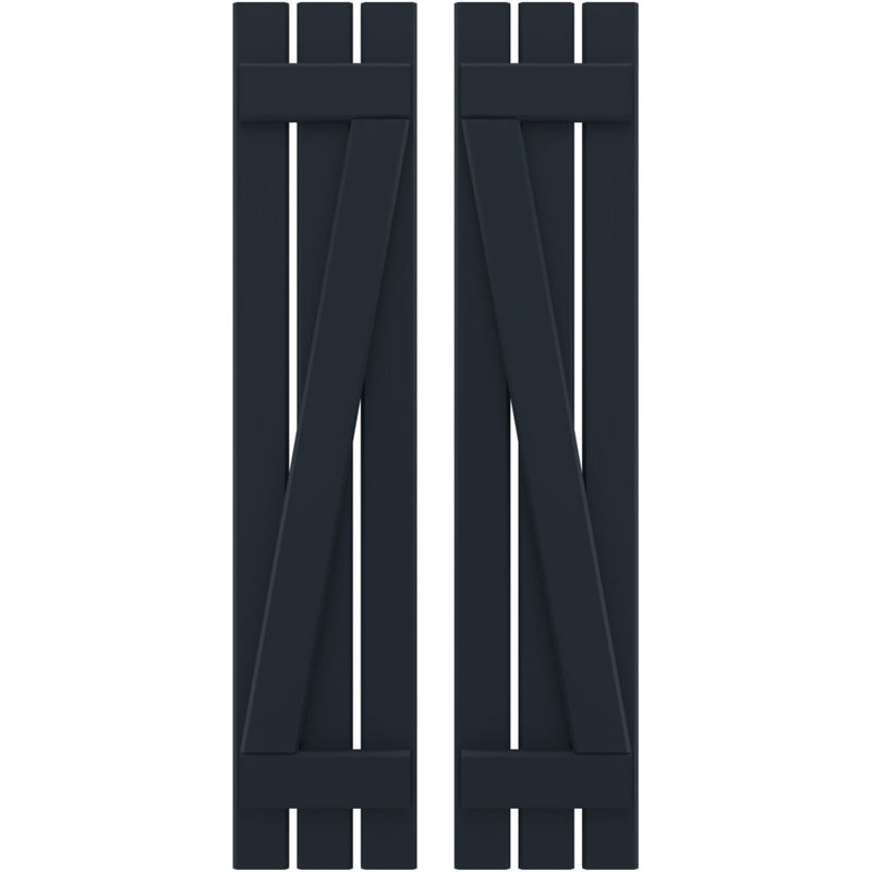 Volets de planche-n-lattes avec barre en Z (par paire) Americraft (2 lattes), Bleu nuit sans étoile, 11 1/2", 37"