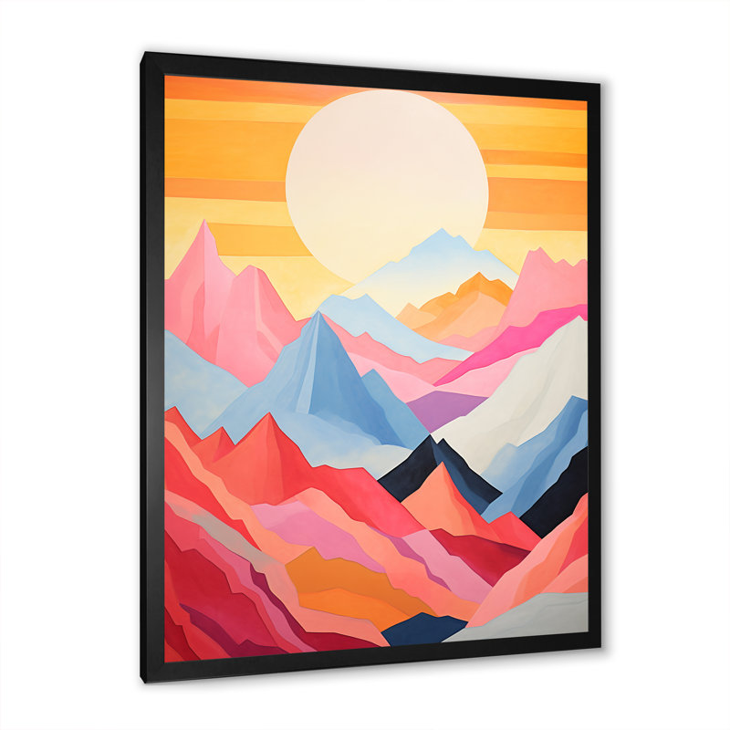 Montagnes, lever de soleil, royaumes II, H 44 po x l 34 po x P 1,5 po, Cadre simple noir