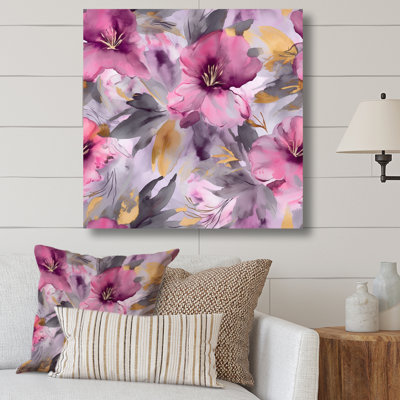 Ronne, pétales d'hibiscus mauve jaune II sur toile