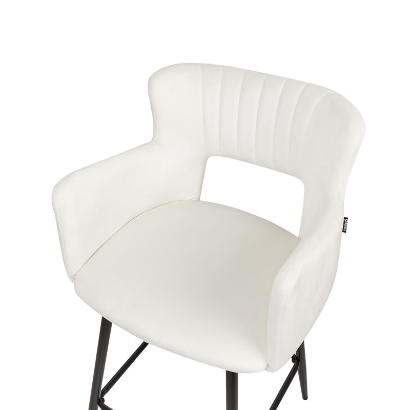 Panaca Upholstered Counter Stool with Metal Frame, White Velvet