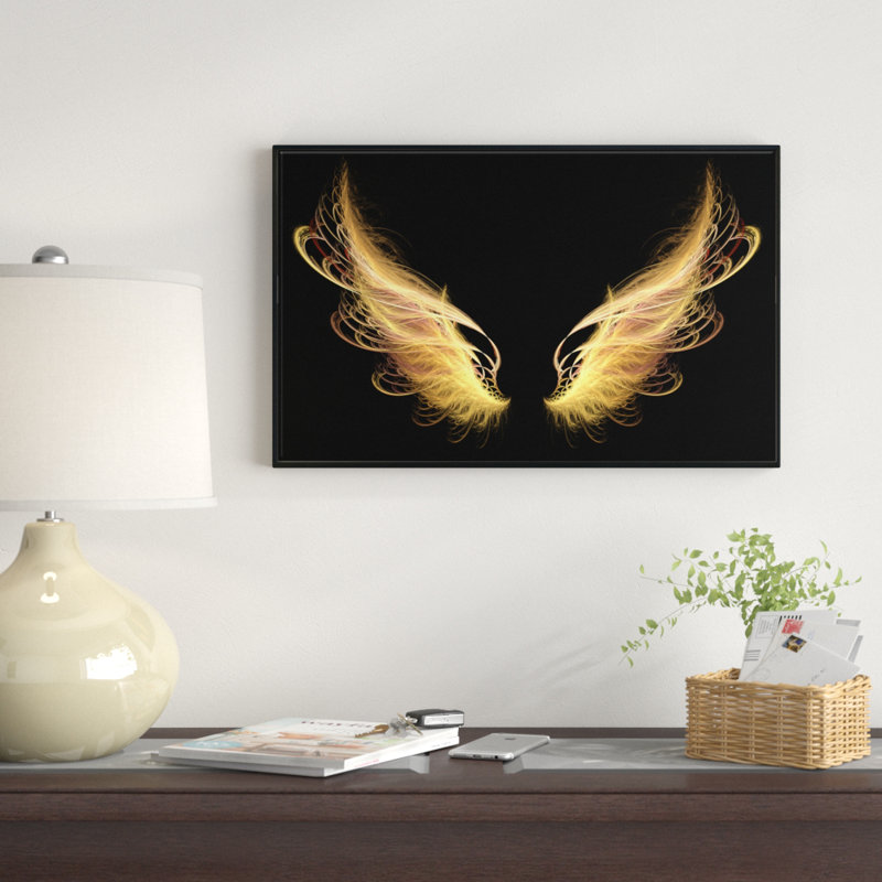 «Golden Angel Wings on Black», reproduction d'impression sur toile tendue, H 12 po x l 20 po x P 1 po
