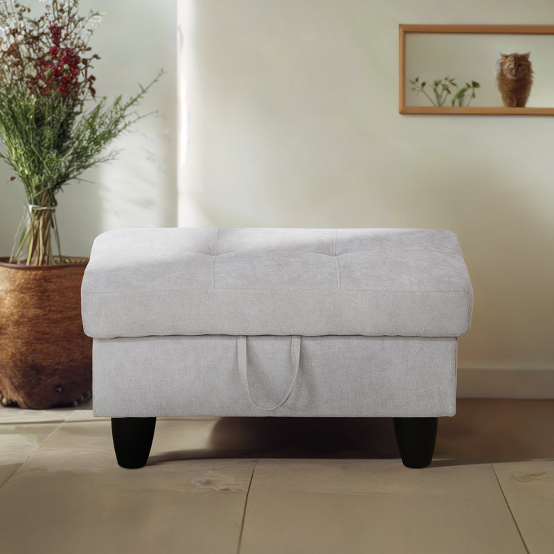 Repose-pieds rembourré en flanelle avec repose-pieds Athiste, Velours blanc grisâtre