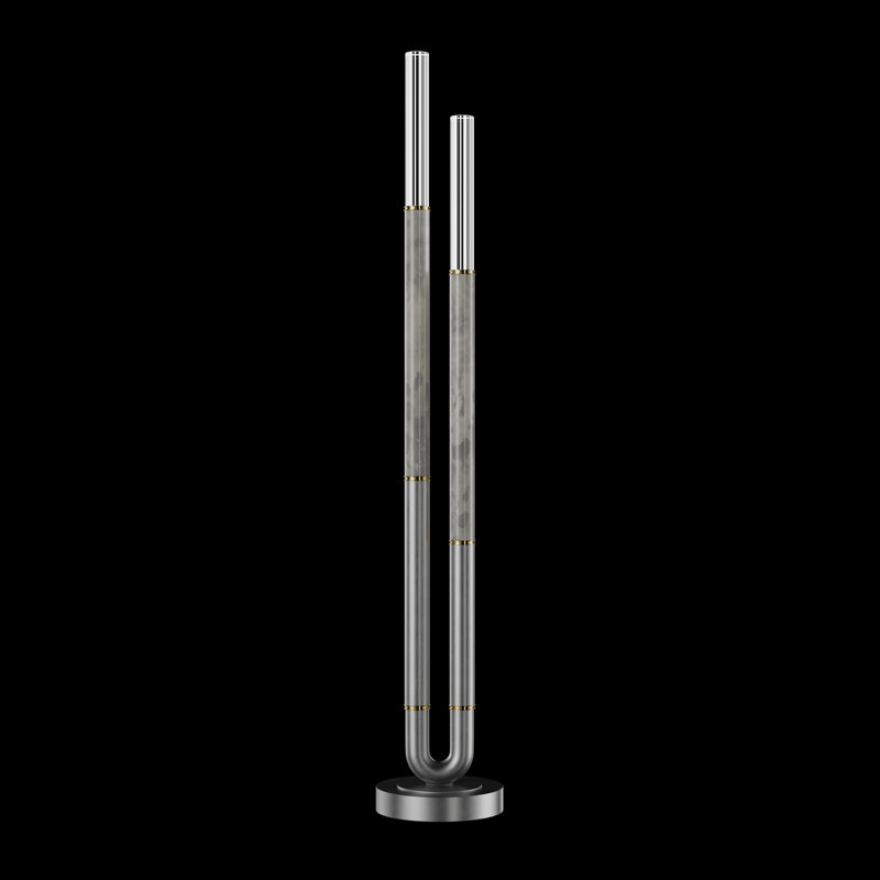 Antonia LED Floor Lamp, Silver Leaf/Brass/Smoke