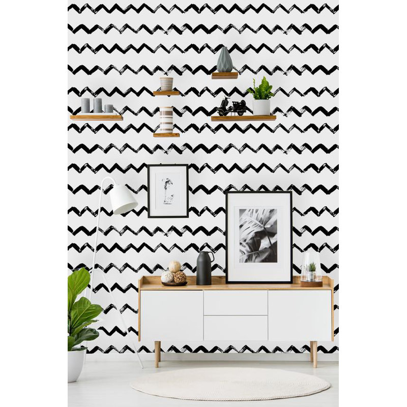 Rouleau de papier peint adhésif à motif de chevrons amovibles L 4,17 pi x l 25 po Arabi
