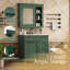 Ensemble de meuble-lavabo 30 po avec lavabo, armoire à miroir, 2 tiroirs + tiroir basculant, structure en bois massif, finition verte, autoportant