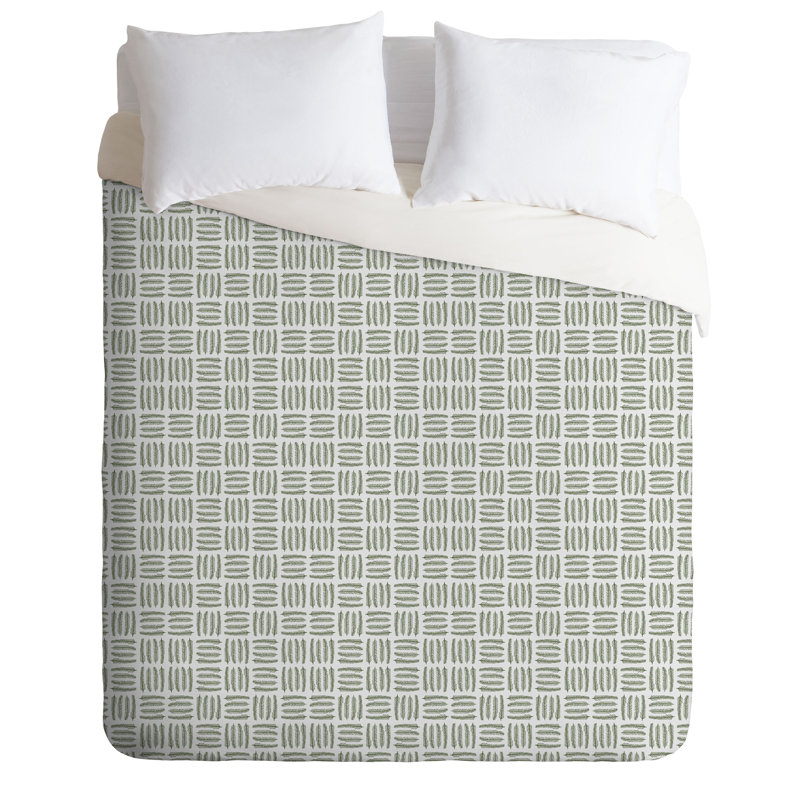  Housse de couette en microfibre campagnarde, Housse de couette pour lit simple, Vert / blanc