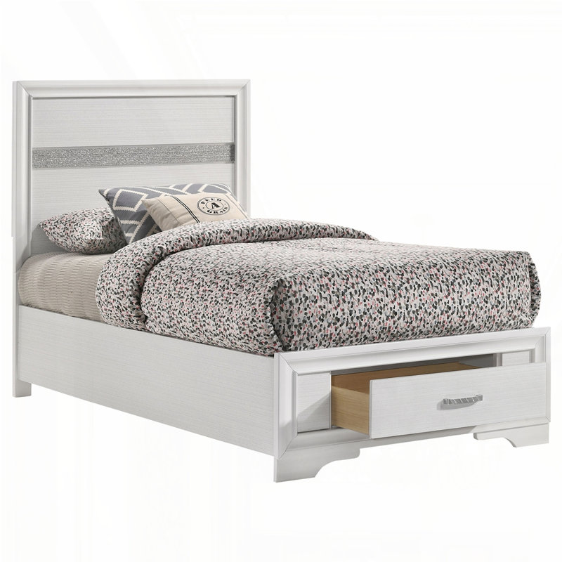 Lit avec rangement, Simple, Blanc