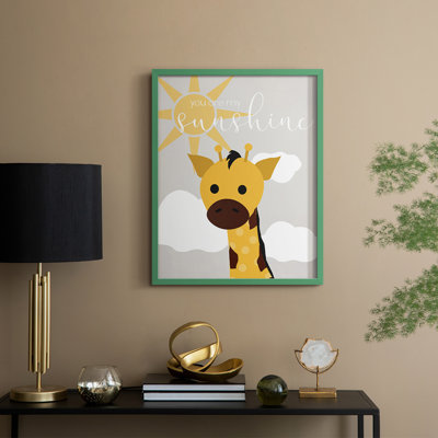 Sunshine Giraffe, reproduction encadrée - bois massif