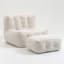 Chaise sans accoudoirs en velours avec repose-pieds-1003410347