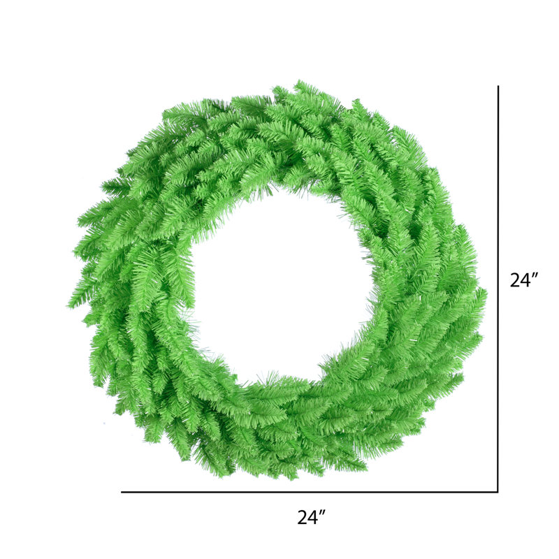 Couronne de sapin artificielle en PVC, H 24 po x l 24 po x P 3 po, Limette, Oui