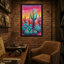 «Plants & Flowers Colorful Cactus Desert Sunset Landscape», reproduction d'art