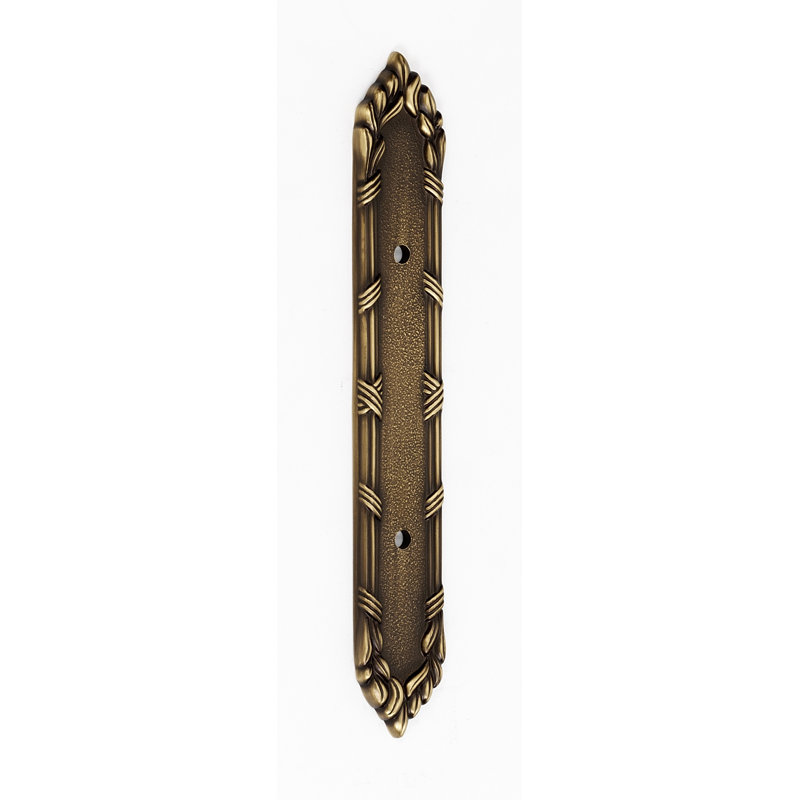 Ribbon And Reed Brass Back Plate, Antique English Matte