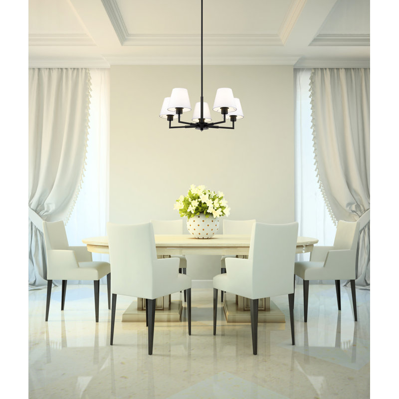 Lustre 5 lumières Ryckman en nickel brossé, Noir mat