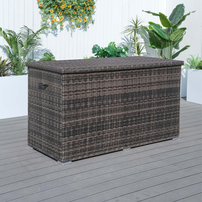 Moda Furnishings Seattle 66.93'' W 296 Gallons Water Resistant Metal Deck Box in Brown