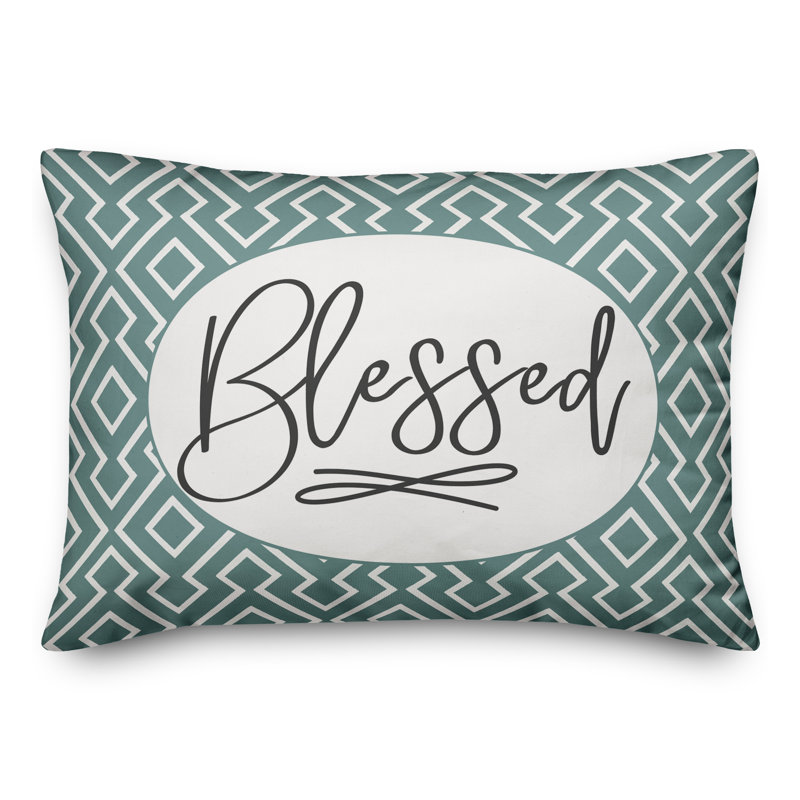 Geometric Outdoor Reversible Throw Pillow, Teal