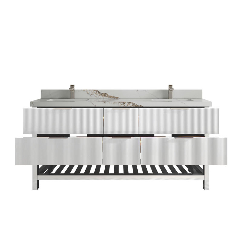 Meuble-lavabo double 72 po avec plateau Catalina