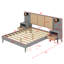 Structure de lit en bois avec 2 tables de chevet et design élégant avec lampes-362146389