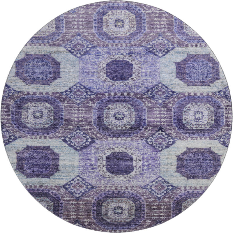 Premium Machine Washable Alaina AMF1926 Panels Rug, Round 8'