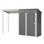 Remise durable en acier galvanisé de 5 pi x 3 pi et abri de jardin, rangement facile à assembler avec pergola ouverte, remise tout-en-un 2 en 1 pour le rangement des outils, le patio et la cour