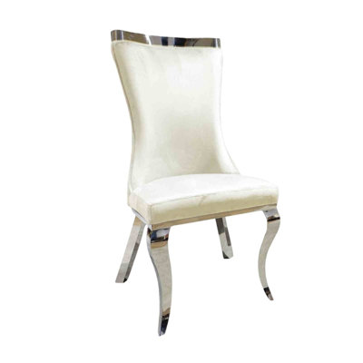 White Finish Glam Style 2Pc Side Chair Silver Legs Tiger Printed Upholstered Seat Dining Room