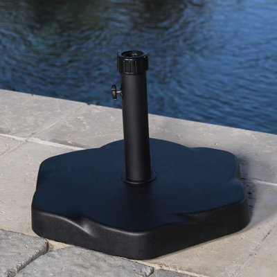 66-Pound Concrete And Iron Umbrella Base - Hexagonal Shape, Adapter Included, Darkened Shade Black, 19.29" D X W 13.78" H Stand 66 Pounds, Design, Adapter,
