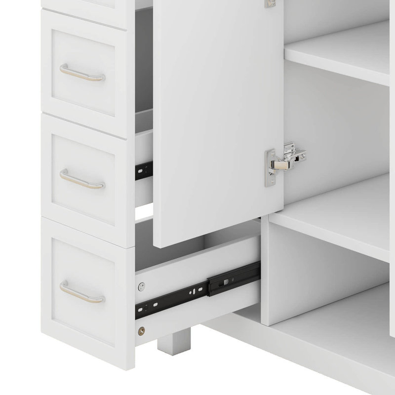 36" Bathroom Vanity With Sink, 2 Drawers, 2 Doors And Open Shelf, Wood Modern Single Bathroom Sink Cabinet, White
