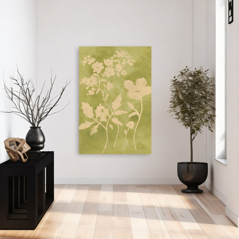 Sun Shadow Stems II, art floral contemporain abstrait, reproduction d'art mural, 48" H x 32" W