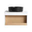 Meuble-lavabo flottant 24 po avec lavabo vasque rond noir mat, meuble-lavabo mural avec rangement ouvert, finition blanche avec comptoir durable, conception moderne peu encombrante (livré dans 2 boîtes)