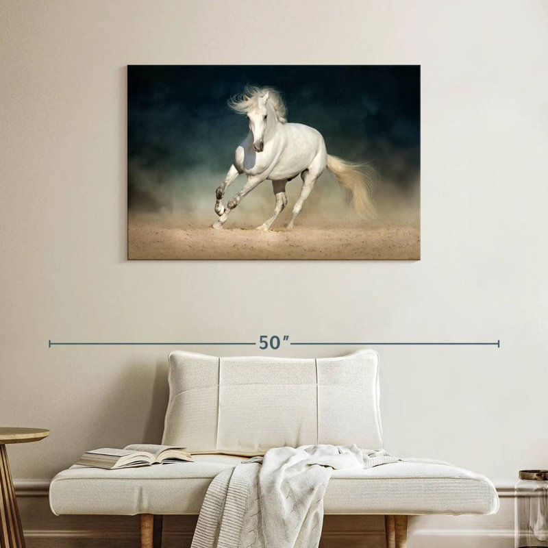 Brampt cheval dans la poussière, H 26 po x l 39 po