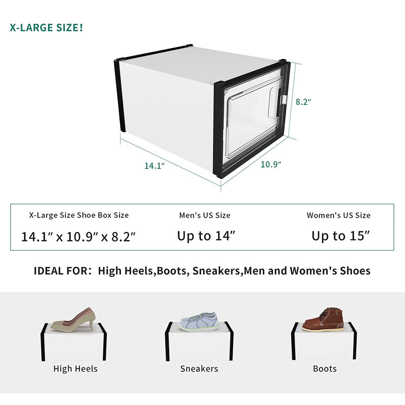Boîte de rangement pour chaussures de grande taille, Noir / blanc
