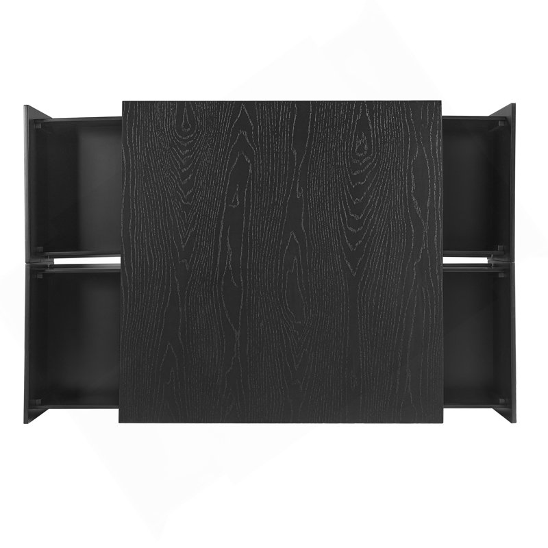 Table basse carrée 33,25 po à 4 tiroirs, noire, Noir