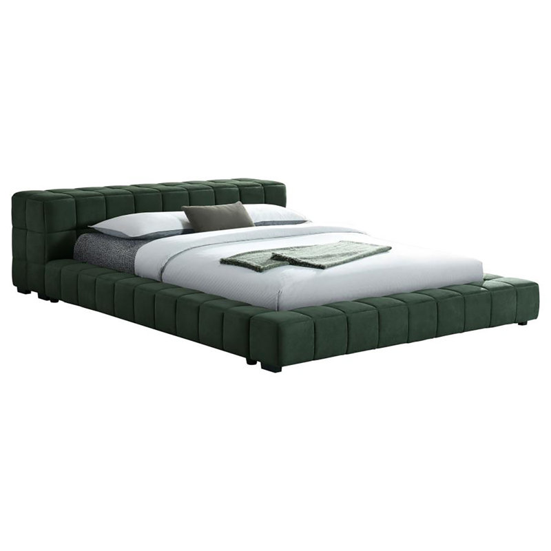 Lit plateforme tapissier Iqbar, Double, Vert
