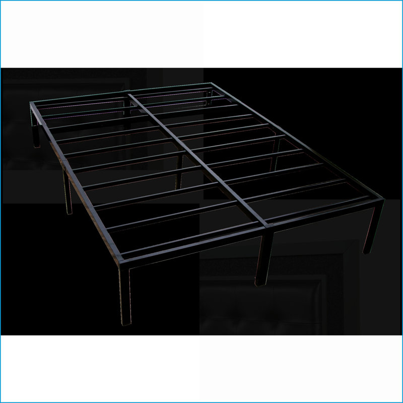 Structure de lit plateforme très grand en acier, capacité de 2000 lb, design moderne noir pour la chambre principale