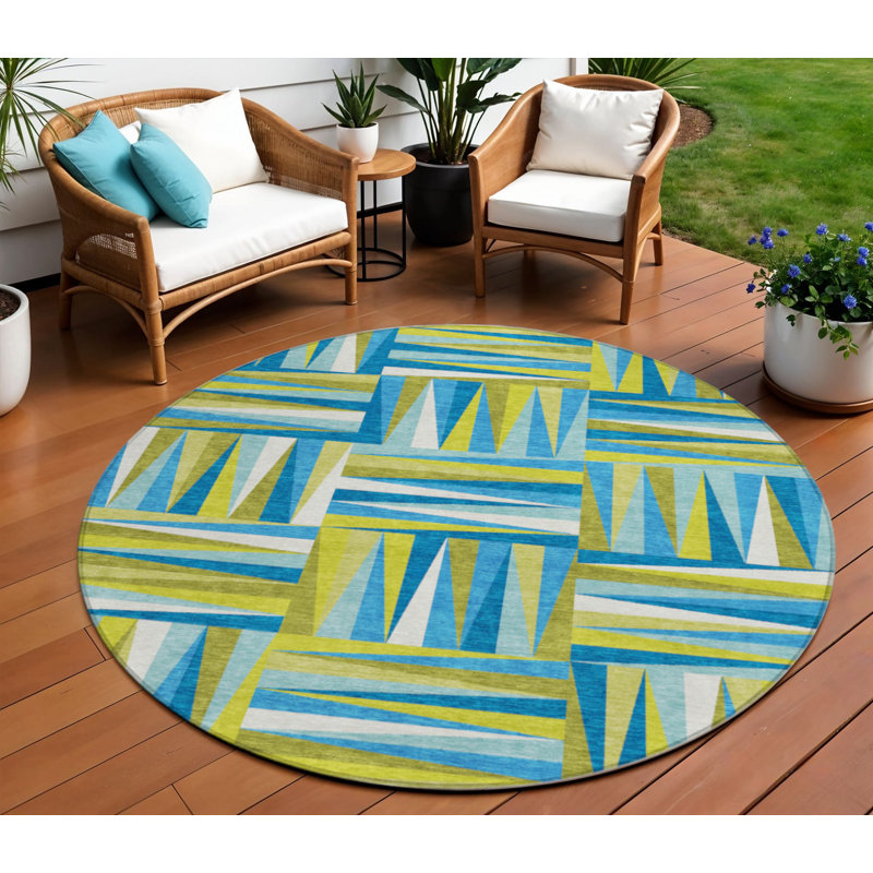 Tapis rond bleu 8 po
