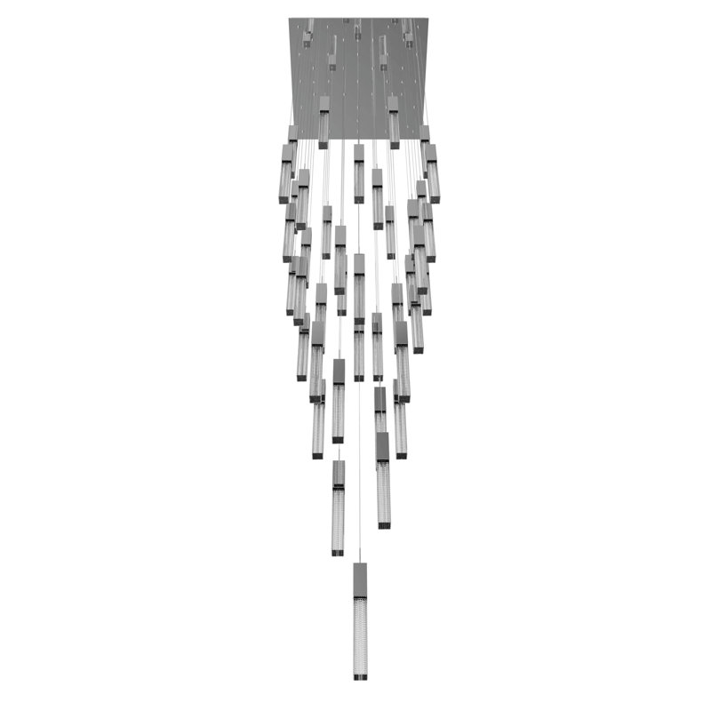 Boa 41-Light Polished Chrome Glass Cluster Pendant