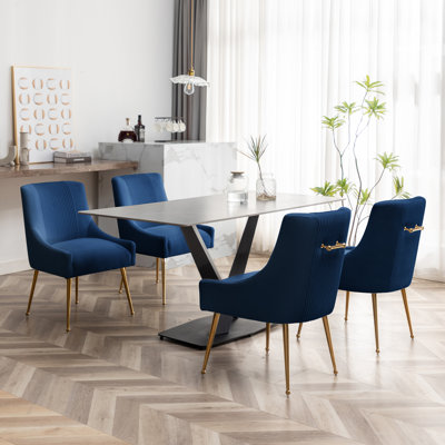 Elian Velvet Side Chair Dining Chair by Everly Quinn