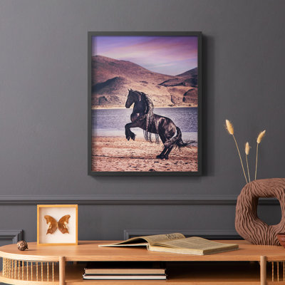 Sunlit Horses II, reproduction encadrée - bois massif