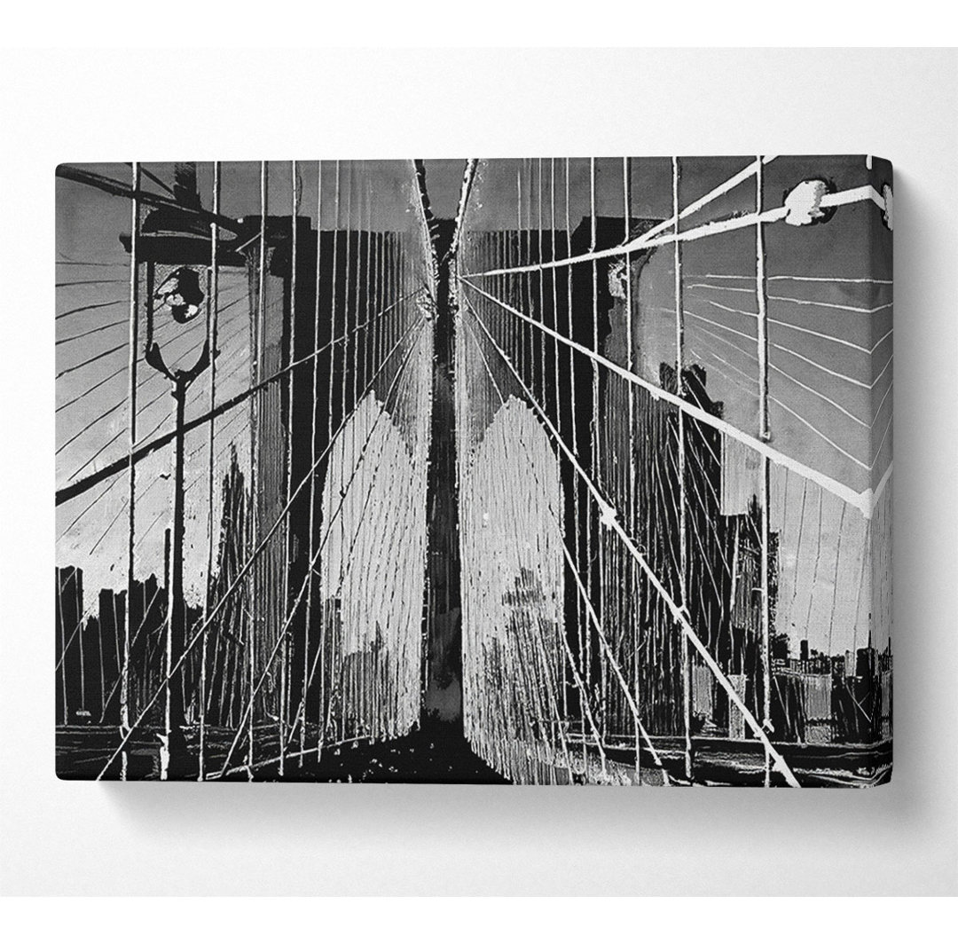 NYC Brooklyn Bridge Architect B N W - Leinwanddrucke auf Leinwand