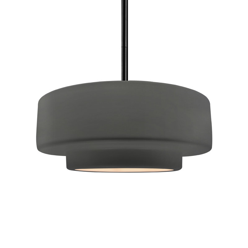 Luminaire suspendu à 1 lumière Meydan - DEL, Gris brillant, Noir mat, H 5,25 po x l 14,5 po x P 14,5 po