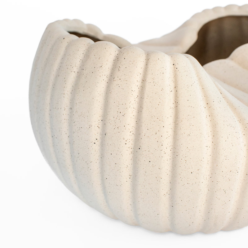 Organic Ribbed Earthenware Decorative Bowl 1