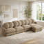 Canapé modulaire modulaire avec revêtement en chenille et repose-pieds mobile-413208064
