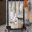 Chariot de rangement à roulettes pour produits de nettoyage, organisateur porte-outils avec support pour aspirateur