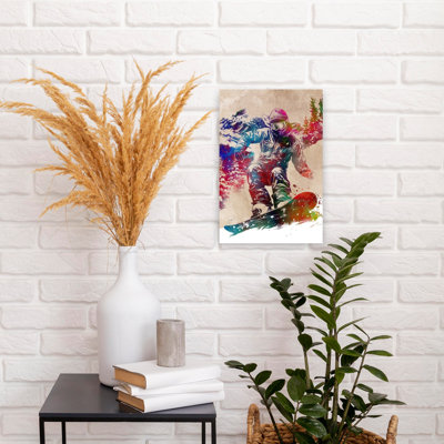 «Vibrant Snowboarder Ride Colorful Vibrant Abstract Forest Landscape», art mural