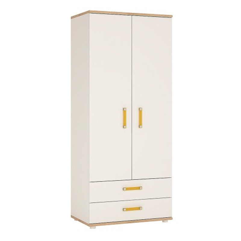 Lica 2 Door Solid Wood Wardrobe, Orange