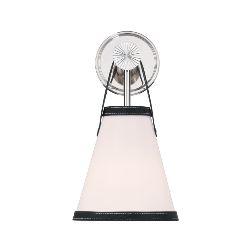 Libby Langdon Arimantas 7.25'' Polished Nickel Sconce, Nickel, White/Black