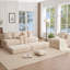 Canapé modulaire convertible 10-en-1, canapé d'angle, canapé-lit convertible au sol, velours côtelé, poche latérale, sans assemblage, bricolage, canapé modulaire en forme de L, 6 coussins, beige-118043154