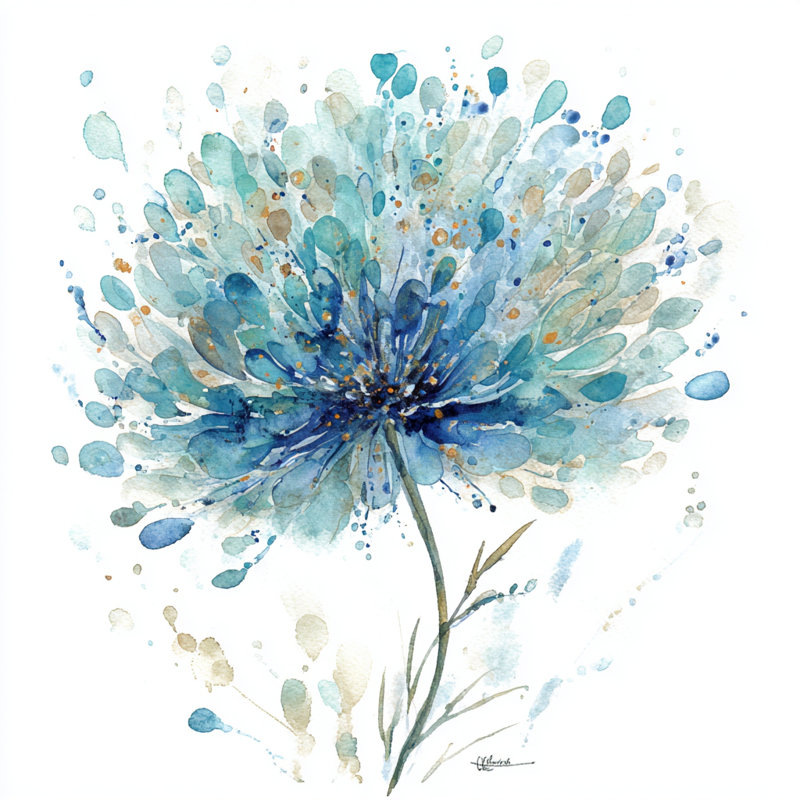 "Aqua Burst" - Art mural sur toile bleue abstraite, H 40 po x l 40 po